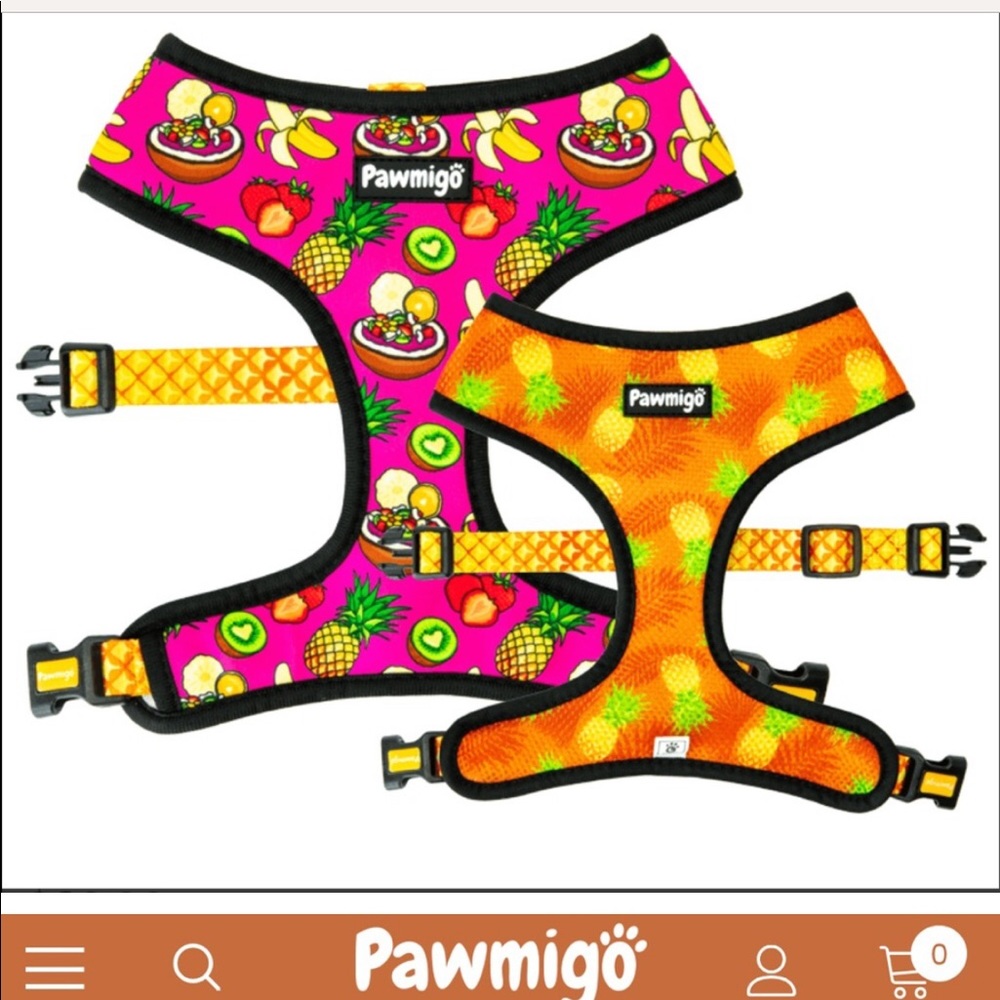 Pawmigo Snack Shack Reversible Harness and Leash Sz M